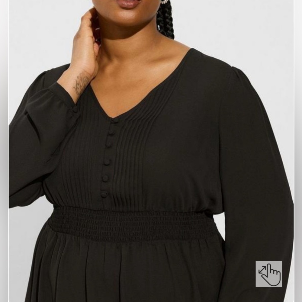 Torrid Babydoll Georgette Pintuck Long Sleeve Blouse Size 0 ( Large ) - Picture 3 of 5